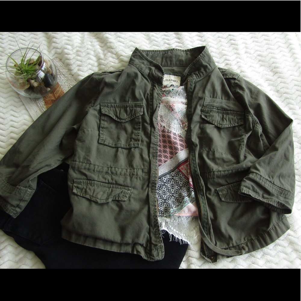 Old Navy Jacket Broken In Cute Dark Green Color